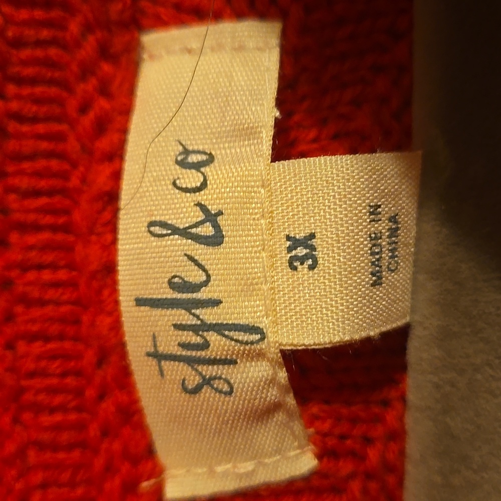 Style & Co. Vibrant Red Cowl Neck Sweater with Button Accents - Picture 3 of 4